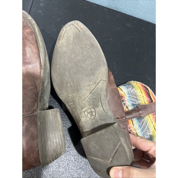 Ariat Boots Kids Youth Sz 3 Brown Leather Circuit Feather Cowboy Southwestern - Picture 7 of 8